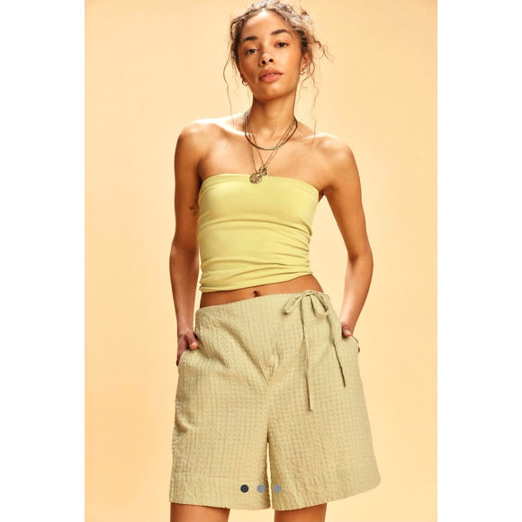 Free People Pucker Check Wrap Around Shorts Washed Sage Various Sizes - Picture 1 of 3